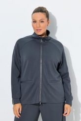 Damskie Bluza rozpinana chłodząca stójka długi rękaw. Szare bluzy damskie Ulla Popken, plus size, bez wzorów, z dresówki, bez kaptura. Za 349.99 zł.