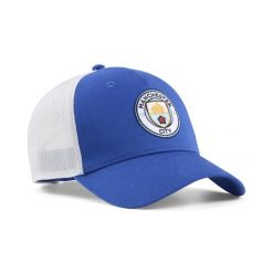 Czapka typu trucker Manchester City KING PUMA. Niebieskie czapki z daszkiem damskie Puma, na jesień, bez wzorów. Za 129.00 zł.