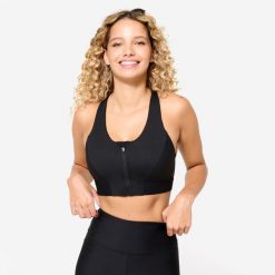 Stanik sportowy Domyos. Koszulki sportowe damskie DOMYOS, xl, bez wzorów, z elastanu, bez ramiączek, na fitness i siłownię. Za 99.99 zł.