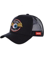 Czapka Trucker Von Dutch Rag Keep An Eye Out - czarna. Czarne czapki z daszkiem damskie Von Dutch, z aplikacjami, z materiału. Za 168.55 zł.