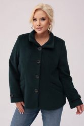 Jesienny płaszcz Zielona Harmonia OVERSIZE PLUS SIZE XXL JESIEŃ. Zielone płaszcze damskie Moda Size Plus Iwanek, na jesień, plus size, bez wzorów, z tkaniny, bez kaptura. Za 469.90 zł.