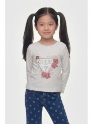 Guess Kids T-Shirt 183881 Biały Classic Fit. Białe koszulki i t-shirty dziewczęce Guess Kids, z aplikacjami, bez kołnierzyka, bez ramiączek. Za 84.99 zł.