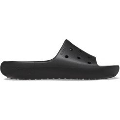 Klapki Crocs Model Classic Slide V2 Kolor Czarny. Czarne klapki damskie Crocs, bez wzorów, z gumy, z otwartym noskiem, bez obcasa, bez zapięcia. Za 111.99 zł.