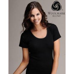 Koszulka turystyczna damska Woolona Merino. Czarne koszulki damskie WOOLONA, s, bez wzorów, bez kołnierzyka, bez ramiączek. W wyprzedaży za 162.00 zł.