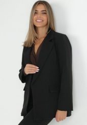 Czarna Marynarka Oversize Niezapinana Basi. Czarne marynarki i żakiety damskie Born2be, l, bez wzorów. Za 129.99 zł.