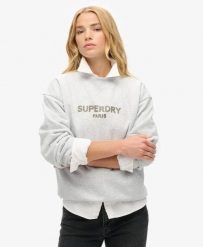 Superdry Sport Luxe Loose Crew bluza damska - Cadet Grey Marl. Szare bluzy damskie Superdry, bez wzorów, z bawełny, bez kaptura. Za 301.15 zł.