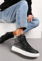 Czarne Sneakersy Sznurowane za Kostkę na Płaskiej Podeszwie Gitaria. Czarne obuwie sportowe damskie Renee, za kostkę, bez zapięcia. Za 44.99 zł.