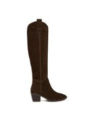 Badura Kozaki C-ANIYA-DX01381 Brązowy. Brązowe kozaki damskie Badura, ze skóry, bez obcasa, na słupku, bez zapięcia. Za 369.99 zł.