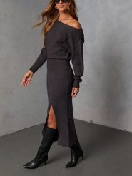 Milan Kiss Sukienka dzianinowa w kolorze szarym rozmiar: XL. Szare sukienki damskie Milan Kiss, bez wzorów, z dzianiny, bez ramiączek. Za 217.99 zł.