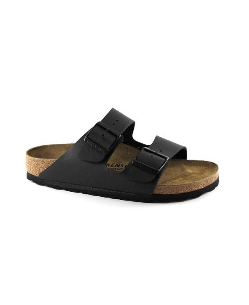 Skórzane Sandały Unisex Dla Dorosłych Arizona. Czarne sandały damskie Birkenstock, bez wzorów, z gumy, z otwartym noskiem, bez obcasa, bez zapięcia. Za 309.00 zł.