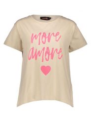 Miss goodlife Koszulka "More Amore" w kolorze beżowo-jasnoróżowym rozmiar: S. Brązowe bluzki damskie miss goodlife, s, bez wzorów, bez kołnierzyka, bez ramiączek. Za 96.83 zł.