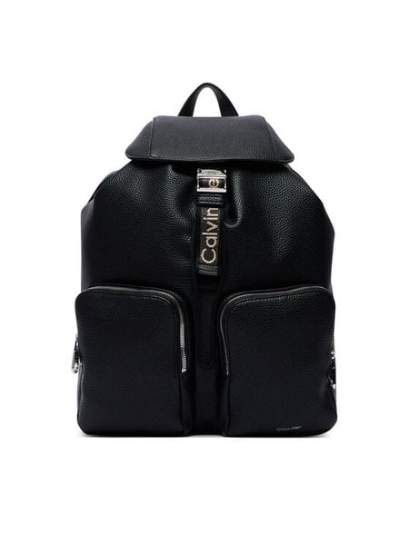 Calvin Klein Plecak Weebbing Strap Flap Backpack LV04F3645G Czarny. Czarne plecaki Calvin Klein, bez wzorów, ze skóry. Za 649.99 zł.