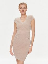Guess Sukienka dzianinowa 4RGK01 5661Z Beżowy Slim Fit. Brązowe sukienki damskie Guess, z aplikacjami, z dzianiny, bez ramiączek. Za 1,269.00 zł.