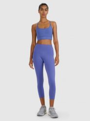 4F Legginsy treningowe 7/8 z wysokim stanem damskie - granatowe L. Niebieskie legginsy damskie 4F, l, bez wzorów, z dzianiny. Za 119.99 zł.