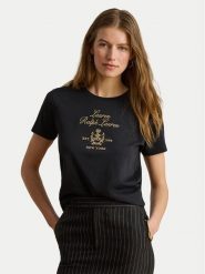 LAUREN RALPH LAUREN T-Shirt 200P13943001 Czarny Regular Fit. Czarne t-shirty damskie Lauren Ralph Lauren, s, bez wzorów, z bawełny, bez kołnierzyka. Za 549.99 zł.
