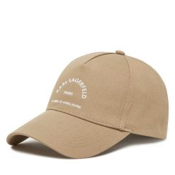 Czapka z daszkiem KARL LAGERFELD. Brązowe czapki z daszkiem damskie KARL LAGERFELD, bez wzorów. Za 179.99 zł.