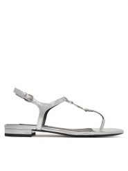 KARL LAGERFELD Sandały KL82515 Srebrny. Szare sandały damskie KARL LAGERFELD, bez wzorów, ze skóry, bez obcasa, na płaskiej podeszwie, bez zapięcia. Za 379.99 zł.