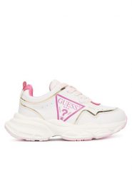 Guess Sneakersy K5BZ50 WO120 Biały. Białe buty sportowe dziewczęce Guess, ze skóry, bez zapięcia. Za 259.99 zł.