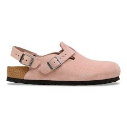 Birkenstock Tokio LEVE Pink Clay Sandały damskie. Czerwone sandały damskie Birkenstock, bez wzorów, ze skóry, bez obcasa, bez zapięcia. Za 719.00 zł.