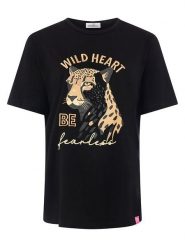 Zwillingsherz Koszulka "Wild Heart" w kolorze czarnym rozmiar: L. Czarne bluzki damskie Zwillingsherz, l, bez wzorów, bez kołnierzyka, bez ramiączek. Za 113.63 zł.