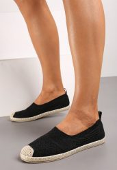 Czarne Płaskie Espadryle na Plecionej Podeszwie Dimzarra. Czarne espadryle damskie Born2be, bez wzorów, bez obcasa, na płaskiej podeszwie. Za 79.99 zł.