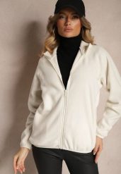 Jasnobeżowa Bluza z Zapięciem na Suwak Kieszeniami i Stójką Esandria. Brązowe bluzy damskie Renee, l, bez wzorów, z jeansu, bez kaptura. Za 44.99 zł.