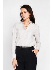 ASSUILI Lniana koszula w kolorze kremowym rozmiar: 42. Brązowe koszule damskie Assuili, bez wzorów, ze lnu, klasyczne, bez kołnierzyka, bez ramiączek. Za 173.99 zł.