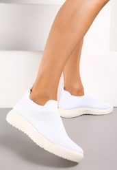 Białe Buty Sportowe ze Skarpetkową Cholewką i Ściągaczem Arnalli. Białe obuwie sportowe casual damskie Renee, bez zapięcia. Za 39.99 zł.