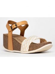 BACKSUN Sandały "Rimini" w kolorze jasnobrązowo-biało-szarym na koturnie rozmiar: 39. Brązowe sandały damskie Backsun, bez wzorów, z otwartym noskiem, bez obcasa, na koturnie, bez zapięcia. Za 173.99 zł.