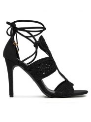 DeeZee Sandały LB8552-1 Czarny. Czarne sandały damskie DeeZee, bez wzorów, z materiału, bez obcasa, na szpilce, bez zapięcia. Za 159.99 zł.