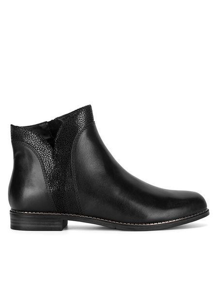 Lasocki Botki ARC-LINDA-05-3 Czarny. Czarne botki damskie Lasocki, ze skóry, bez obcasa, na płaskiej podeszwie, bez zapięcia. Za 249.99 zł.