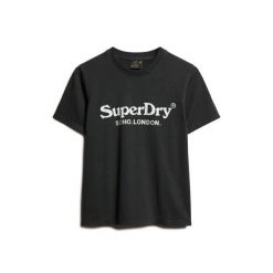Damska koszulka na co dzień Superdry Metallic Venue. Czarne bluzki damskie Superdry, bez wzorów, bez kołnierzyka, bez ramiączek. Za 150.75 zł.