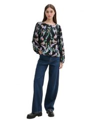 TOM TAILOR Denim Bluzka w kolorze czarnym ze wzorem rozmiar: S. Czarne bluzki damskie TOM TAILOR DENIM, s, bez wzorów, z denimu, bez kołnierzyka, bez ramiączek. Za 48.28 zł.