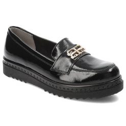 Czarne Półbuty Armodo Stylowe Wsuwane Obuwie Damskie. Czarne półbuty damskie Armodo, z aplikacjami, ze skóry, bez obcasa, bez zapięcia. Za 389.00 zł.