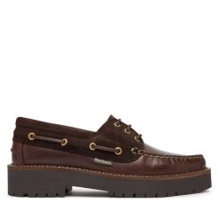 Półbuty Barbour. Brązowe półbuty damskie Barbour, bez wzorów, bez obcasa, na płaskiej podeszwie, bez zapięcia. Za 699.99 zł.