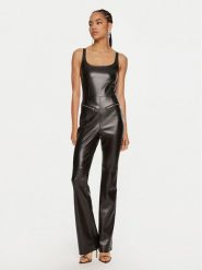 Patrizia Pepe Kombinezon 8T0041 E005 Czarny Slim Fit. Czarne sukienki damskie Patrizia Pepe, bez wzorów, ze skóry, bez ramiączek. Za 759.99 zł.
