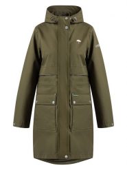 Schmuddelwedda Parka przeciwdeszczowa w kolorze khaki rozmiar: M. Brązowe parki damskie Schmuddelwedda, m, z materiału, bez kaptura. Za 342.60 zł.