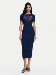 Desigual Sukienka codzienna 25SWVF13 Granatowy Slim Fit. Niebieskie sukienki damskie Desigual, bez wzorów, z wiskozy, bez ramiączek. Za 349.99 zł.