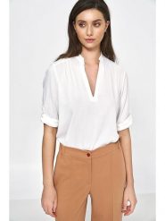 Nife Bluzka w kolorze białym rozmiar: 34. Białe bluzki damskie Nife, bez wzorów, bez kołnierzyka, bez ramiączek. Za 112.83 zł.