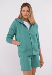 Bluza z kapturem B-FLORENCE. Niebieskie bluzy damskie Volcano, s, bez wzorów, z elastanu, z kapturem. Za 179.99 zł.