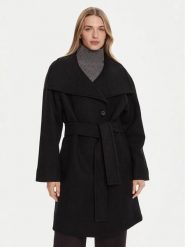 Calvin Klein Płaszcz wełniany LV044D557G Czarny Regular Fit. Czarne płaszcze damskie Calvin Klein, na zimę, xl, bez wzorów, z wełny, bez kaptura. Za 1,049.00 zł.