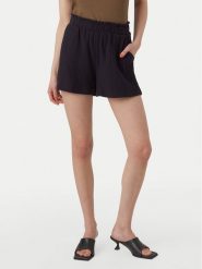 Vero Moda Szorty materiałowe Natali 10279687 Czarny Baggy Fit. Czarne szorty damskie Vero Moda, bez wzorów, z bawełny. W wyprzedaży za 89.99 zł.