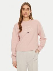 Tommy Hilfiger Bluza Modern Script WW0WW43844 Różowy Regular Fit. Czerwone bluzy damskie Tommy Hilfiger, xs, bez wzorów, z bawełny, bez kaptura. Za 329.99 zł.