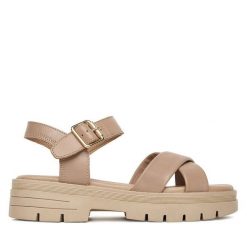Sandały Lasocki. Brązowe sandały damskie Lasocki, bez wzorów, bez obcasa, na płaskiej podeszwie, bez zapięcia. Za 159.99 zł.
