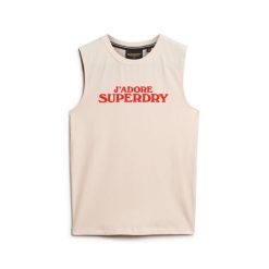Damski tank top Superdry Sport Luxe. Czerwone koszulki sportowe damskie Superdry, bez wzorów, bez ramiączek. W wyprzedaży za 111.30 zł.