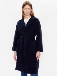 Weekend Max Mara Płaszcz wełniany Selz 23501103 Granatowy Regular Fit. Niebieskie płaszcze damskie Weekend Max Mara, na zimę, bez wzorów, z wełny, bez kaptura. Za 2,949.00 zł.
