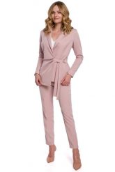 Elegancki Żakiet Wiązany na Boku - Różowy. Czerwone marynarki i żakiety damskie MOE, l, bez wzorów, z elastanu, eleganckie. Za 223.90 zł.