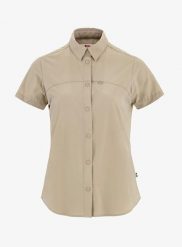Koszula podróżnicza damska Fjallraven High Coast Lite Shirt SS. Brązowe koszule damskie Fjällräven, m, bez wzorów, z elastanu, bez kołnierzyka, bez ramiączek. Za 384.99 zł.