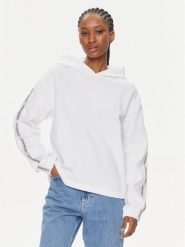 Calvin Klein Jeans Bluza Logo Elastic Hoodie J20J223078 Biały Regular Fit. Białe bluzy damskie Calvin Klein Jeans, xs, bez wzorów, z jeansu, bez kaptura. Za 329.99 zł.