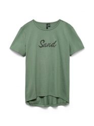 Vero Moda Koszulka w kolorze zielonym rozmiar: M. Zielone bluzki damskie Vero Moda, m, bez wzorów, z bawełny, bez kołnierzyka, bez ramiączek. Za 81.95 zł.